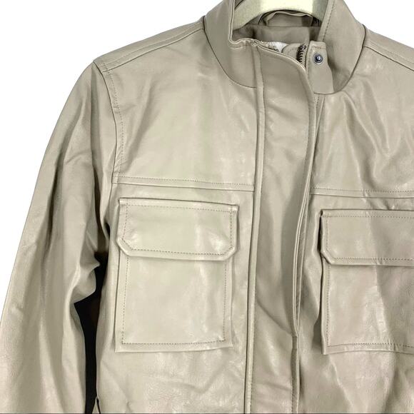 A New Day Faux Leather Jacket Tan Women’s Size Large NEW - Picture 4 of 11